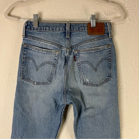 Levi’s 501 Distressed High Waisted Skinny Jeans in Post Modern Blues - Picture 10 of 12